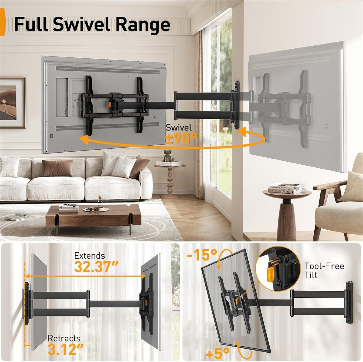 Corner Long‑Arm TV Wall Mount