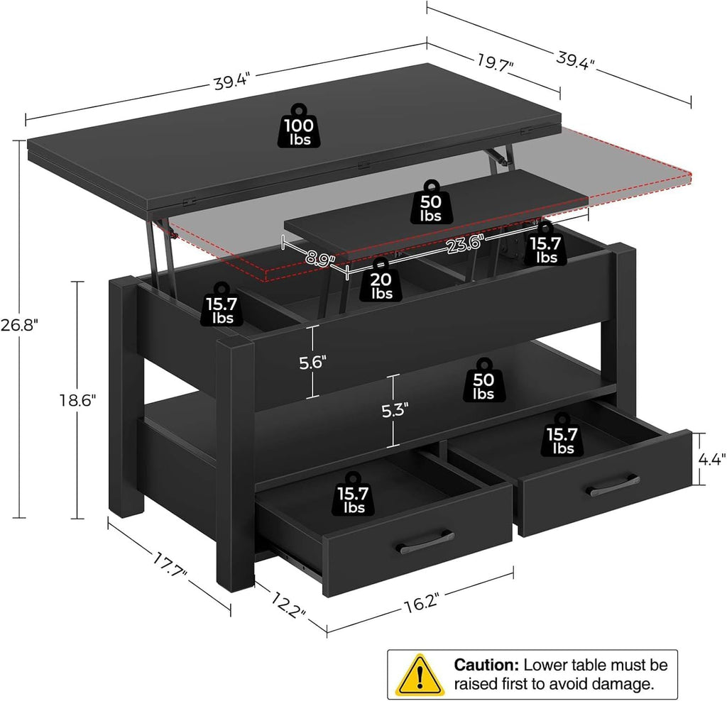 Lift‑Top Storage Convertible Coffee Table