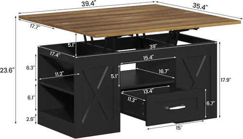 Farmhouse Lift‑Top Storage Coffee Table