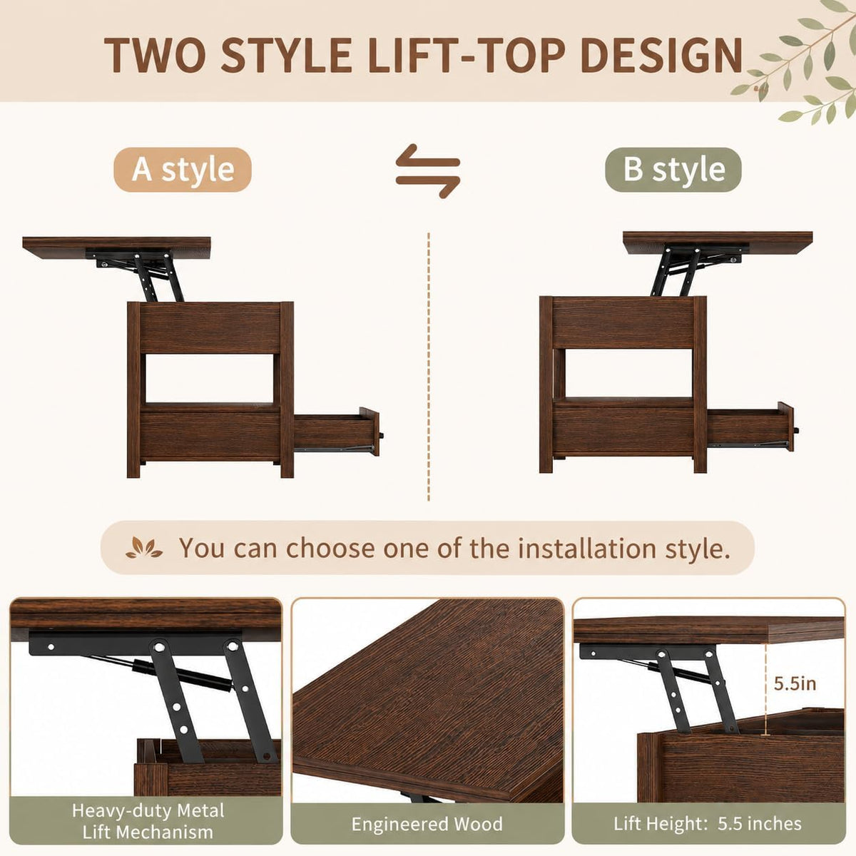 Square Lift‑Top Storage Coffee Table