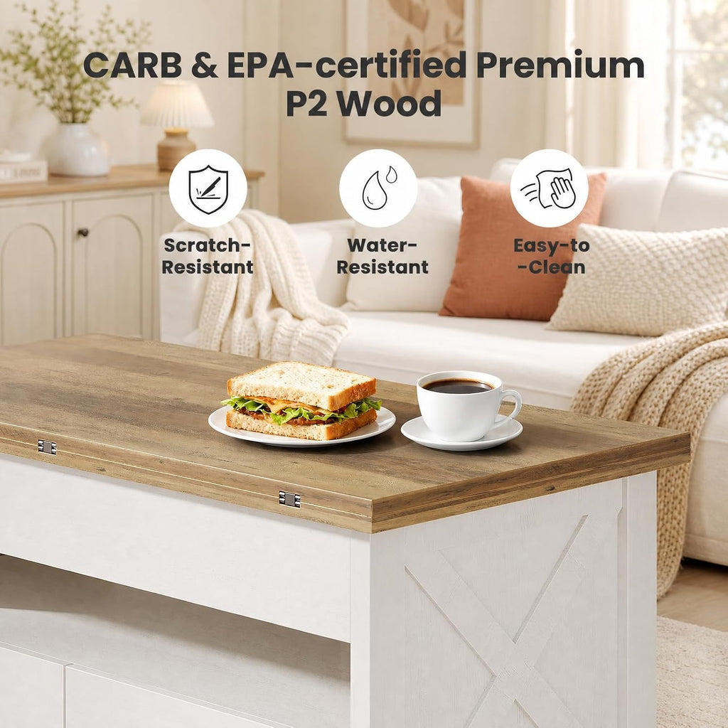 Farmhouse Convertible Lift‑Top Coffee Table