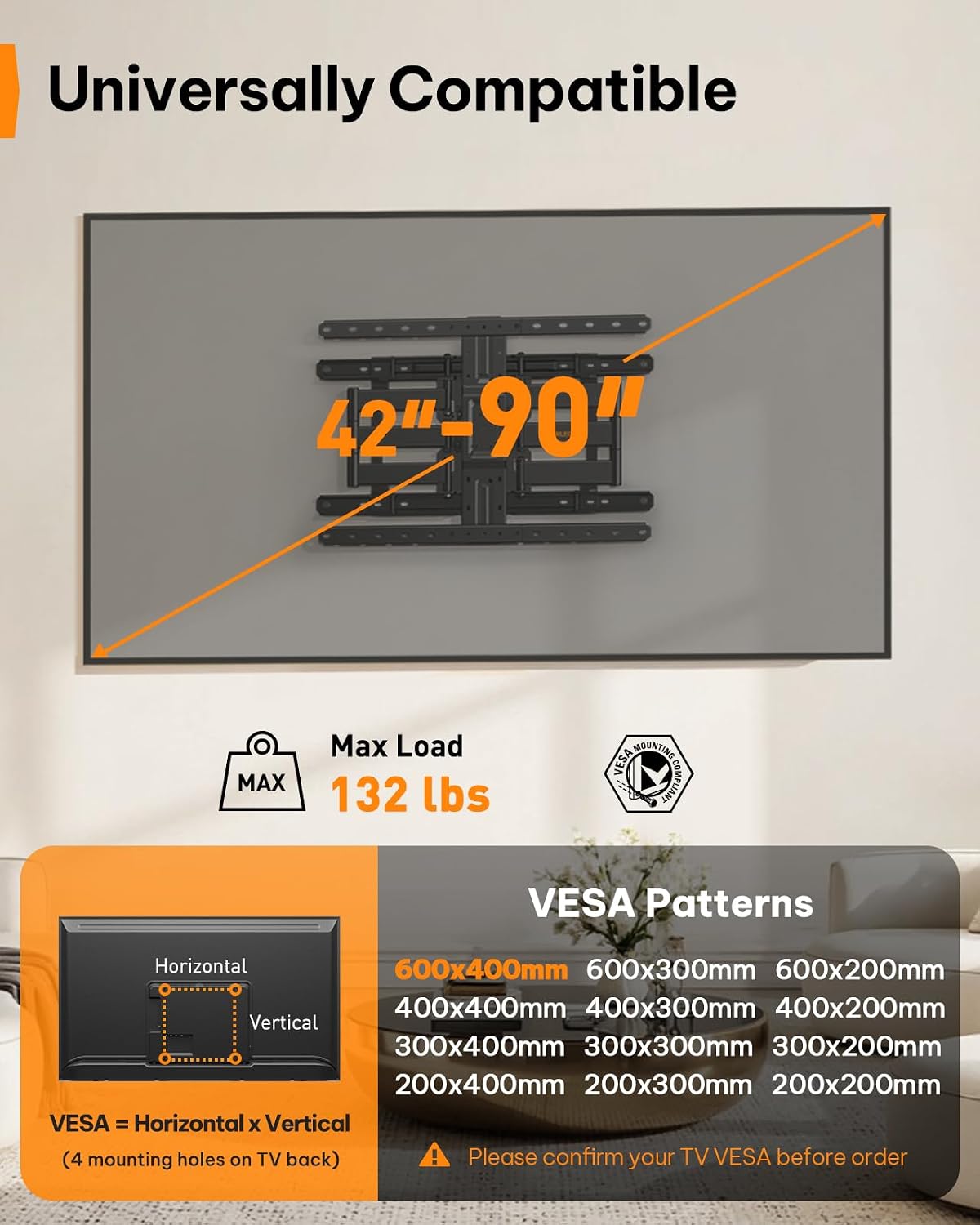 Full‑Motion Ultra Slim TV Wall Mount