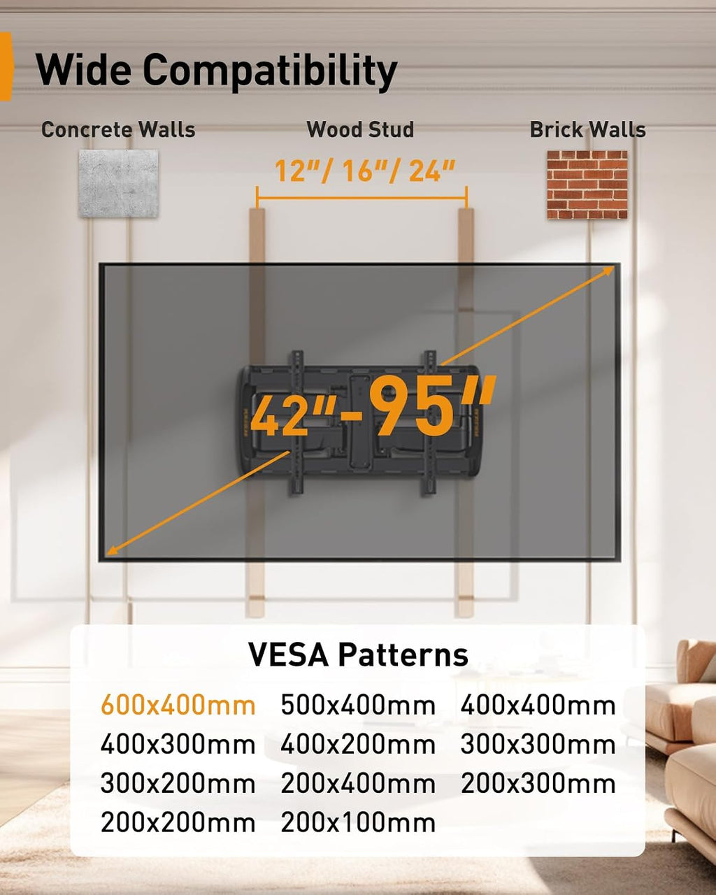 Sliding Full‑Motion TV Wall Mount