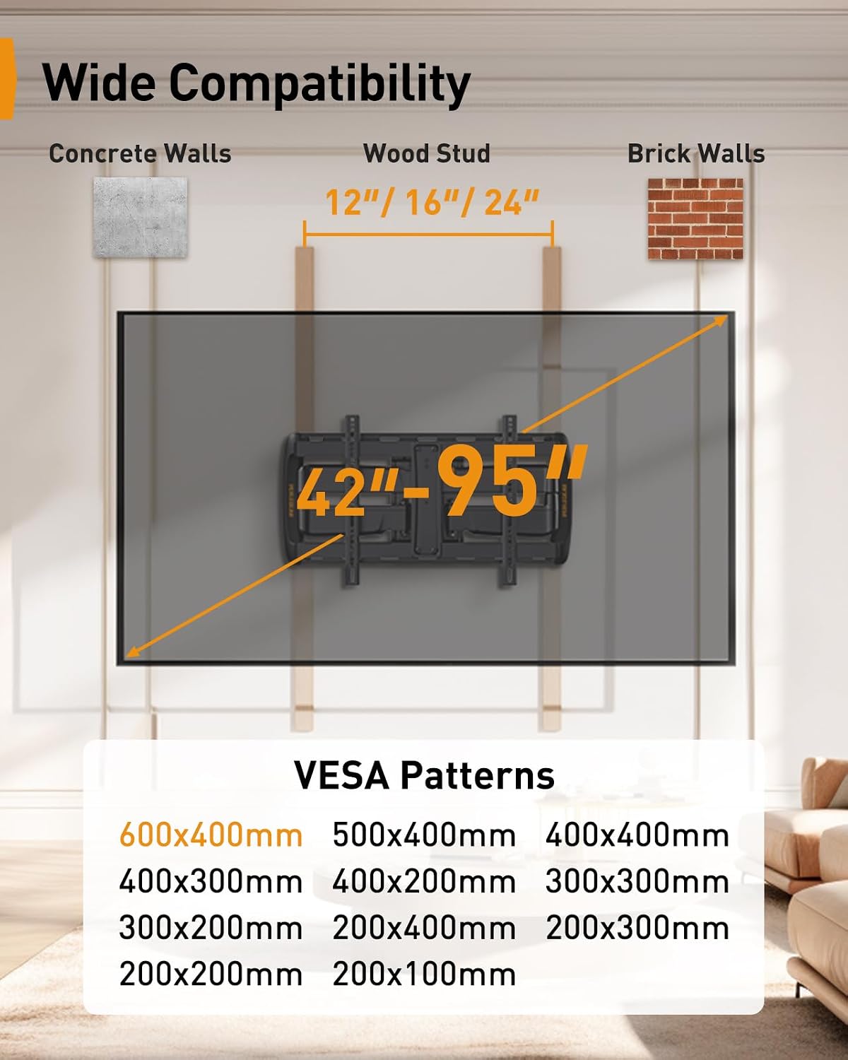 Sliding Full‑Motion TV Wall Mount