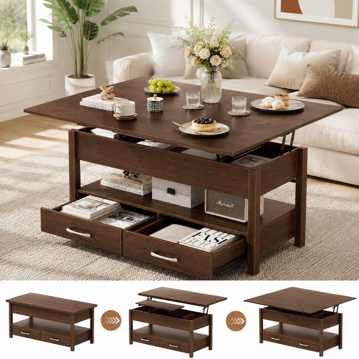 Square Lift‑Top Storage Coffee Table
