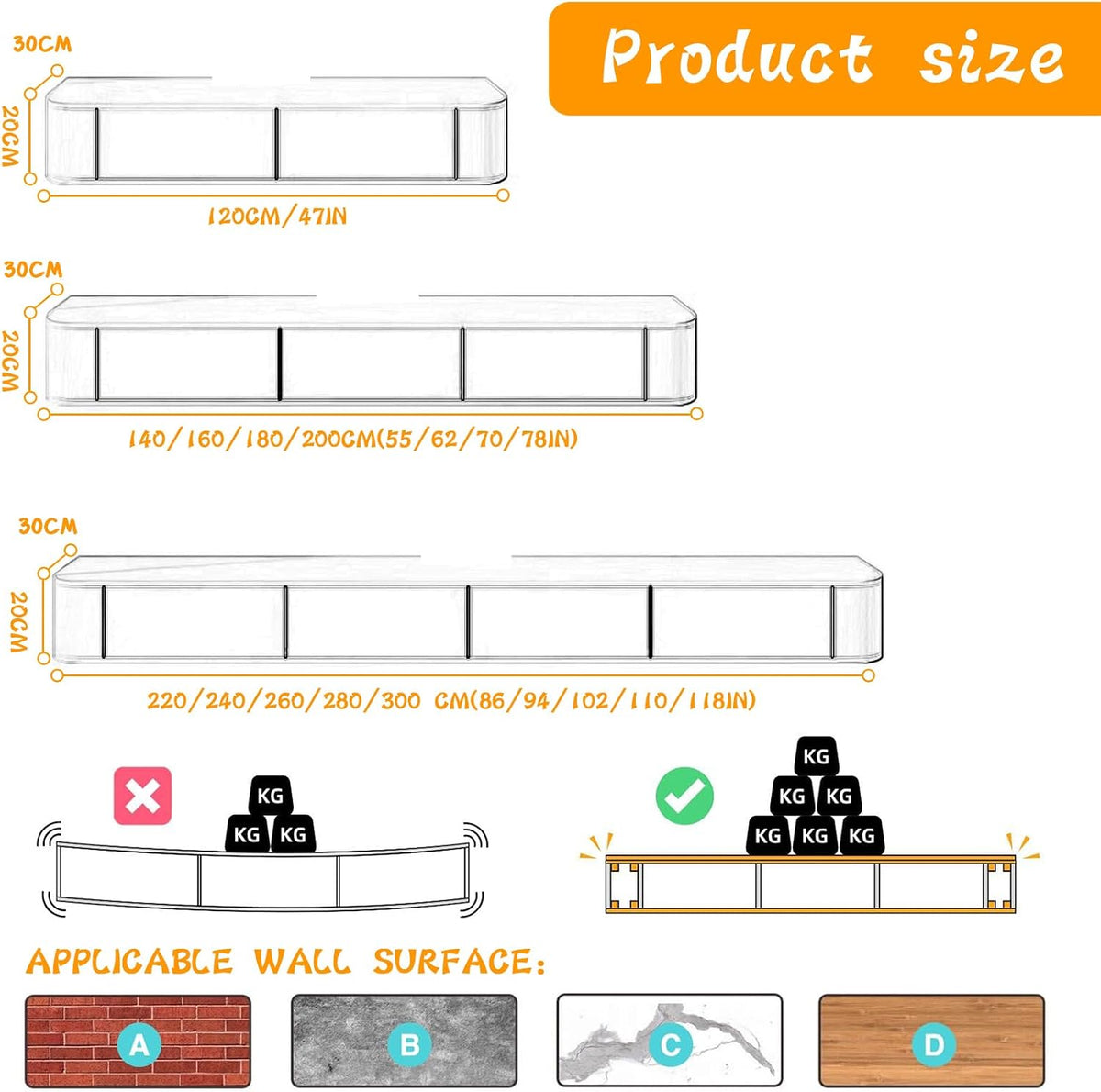 Solid Wood Floating TV Media Console