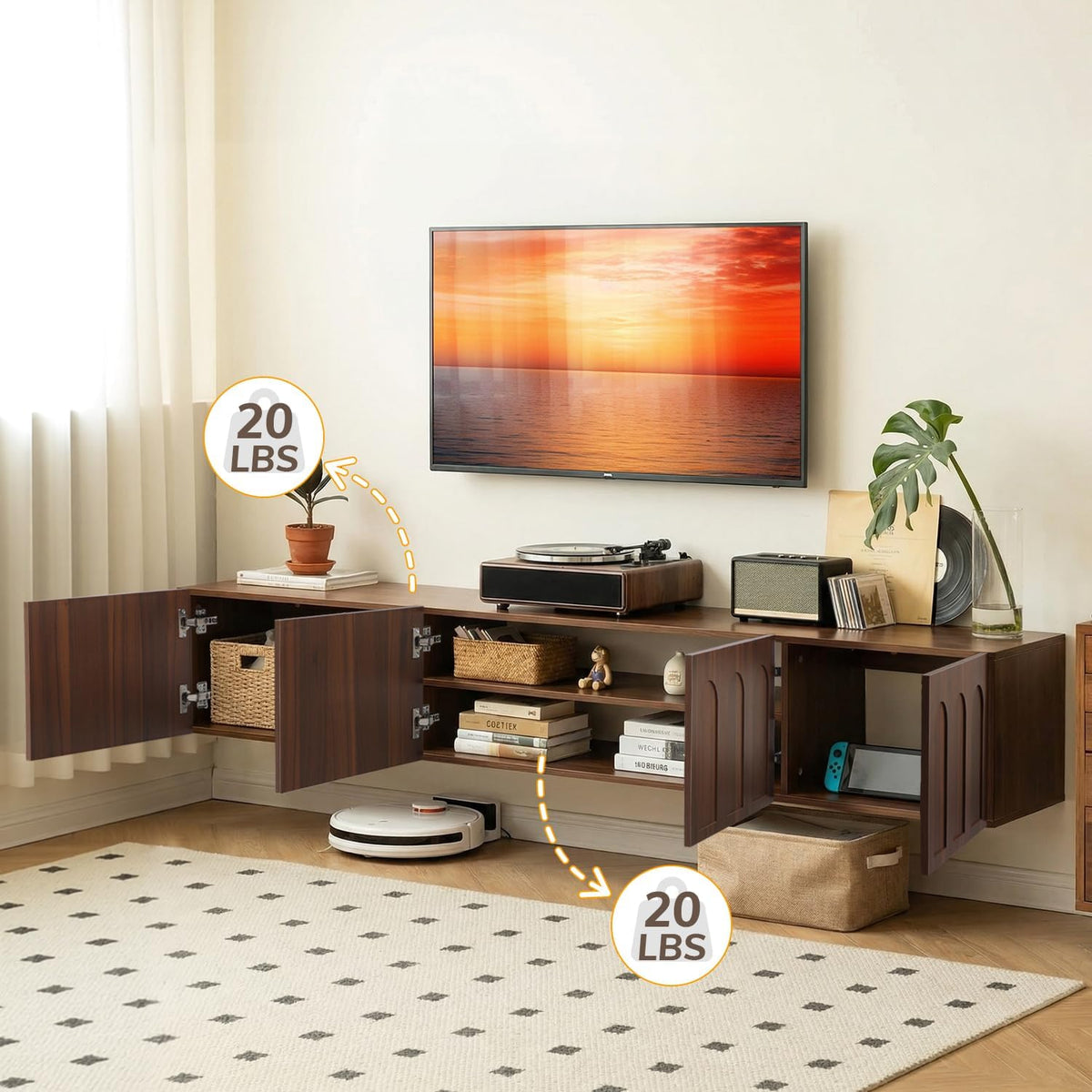 Wall‑Mounted Floating TV Console Stand