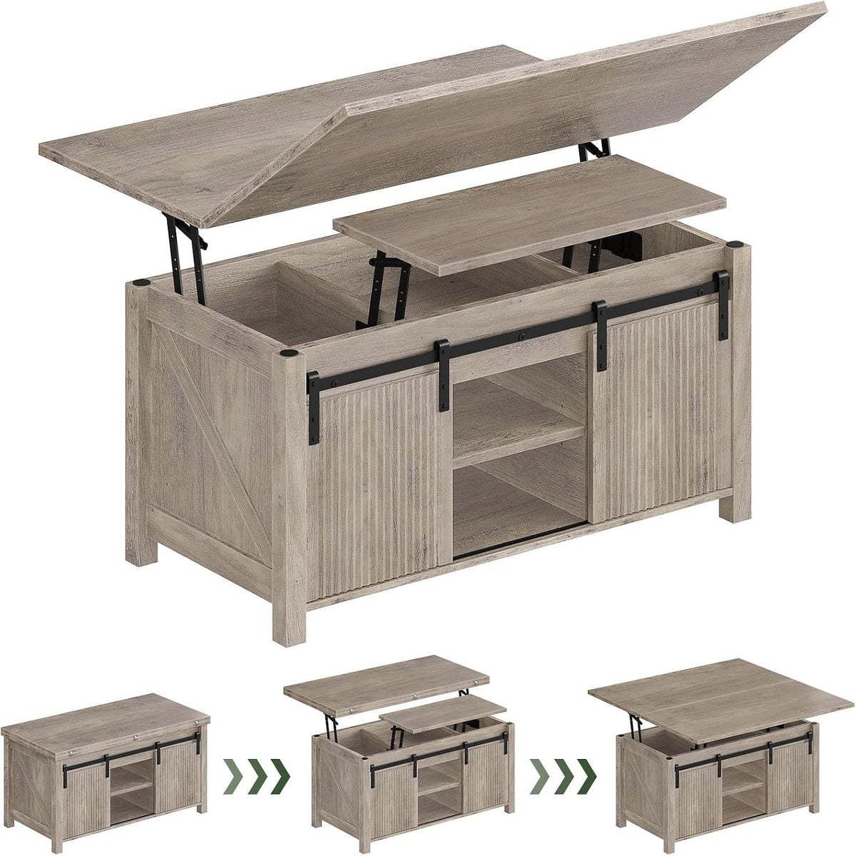 Farmhouse Convertible Lift‑Top Coffee Table