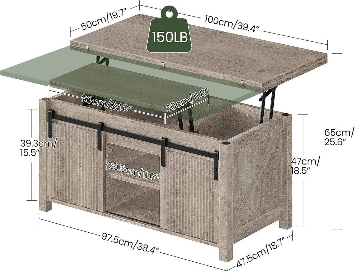 Farmhouse Convertible Lift‑Top Coffee Table
