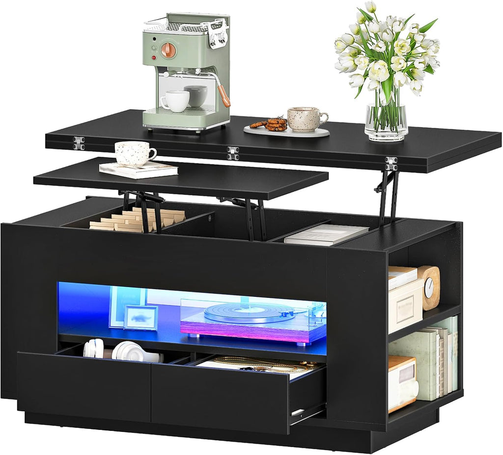 LED Lift‑Top Storage Coffee Center Table