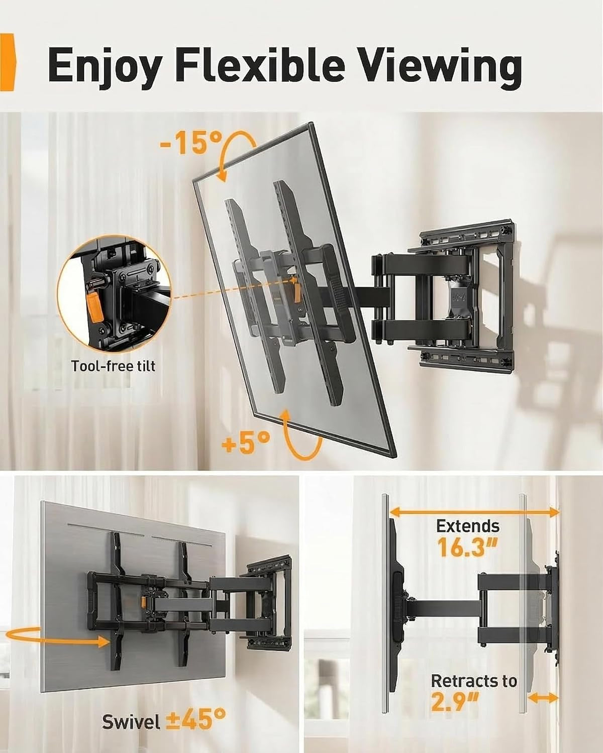 Full‑Motion Large TV Wall Mount