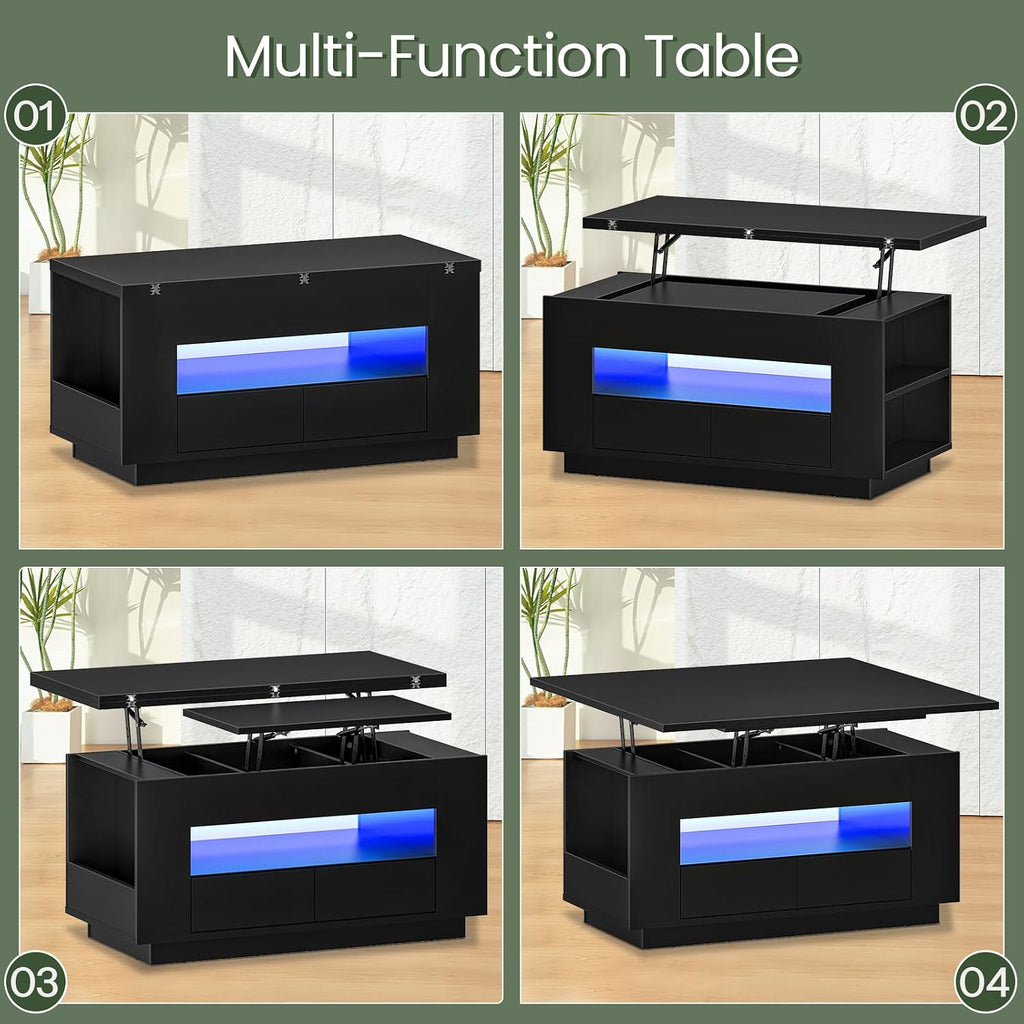 LED Lift‑Top Storage Coffee Center Table