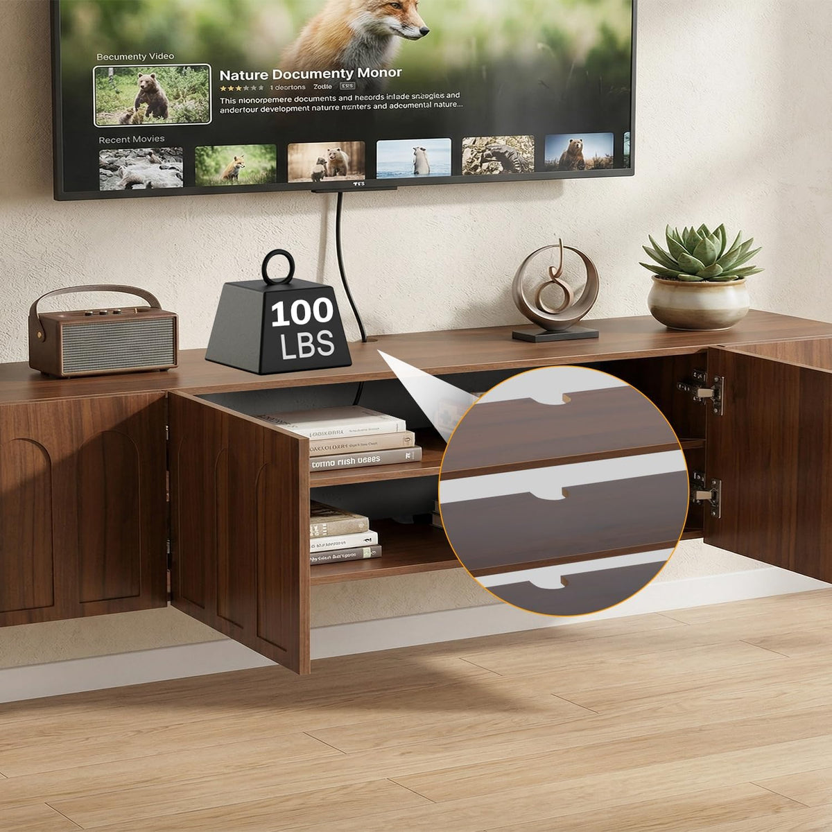 Wall‑Mounted Floating TV Console Stand
