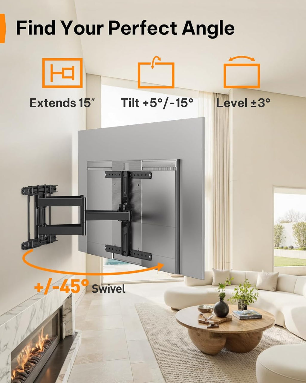 Full‑Motion Ultra Slim TV Wall Mount