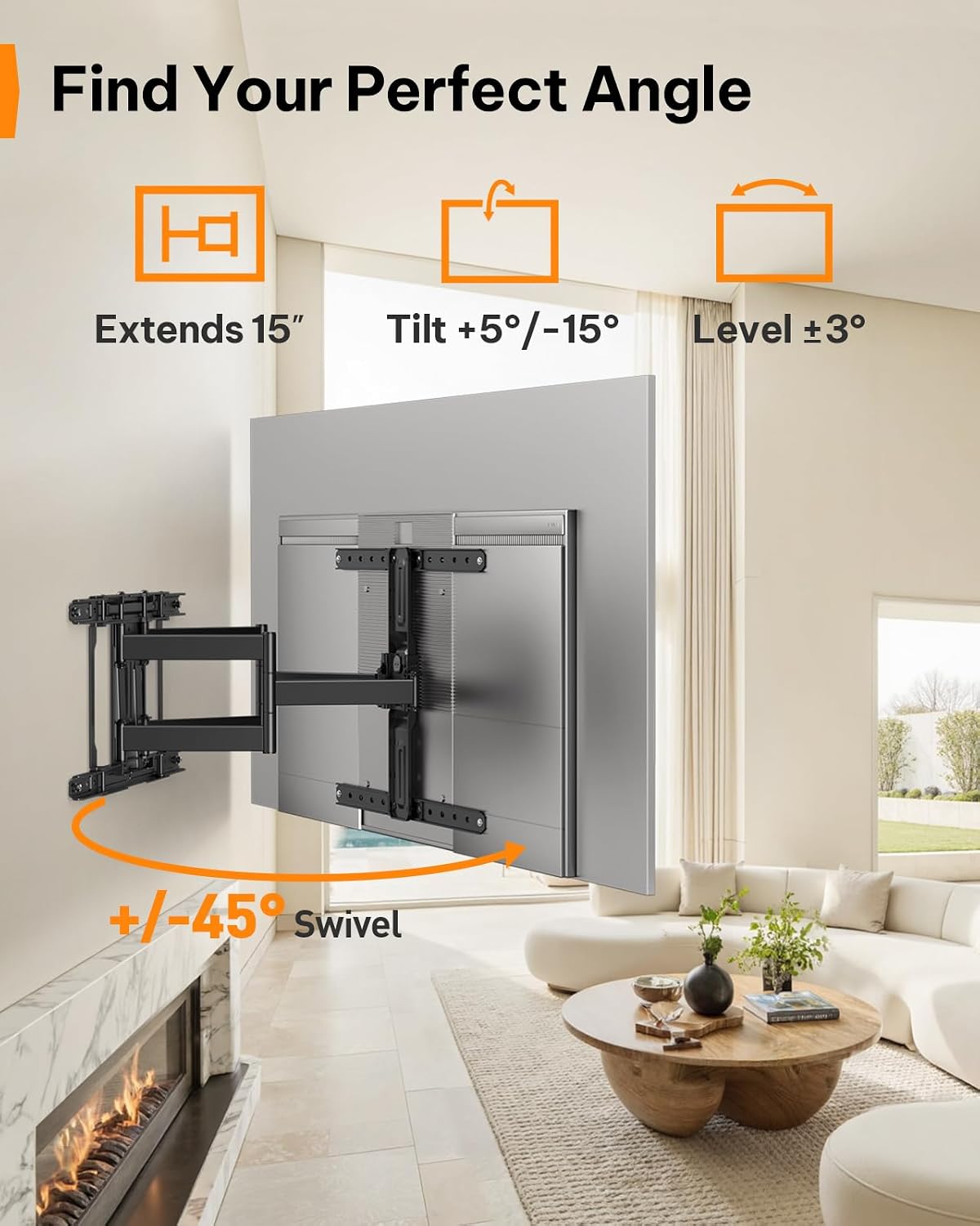 Full‑Motion Ultra Slim TV Wall Mount