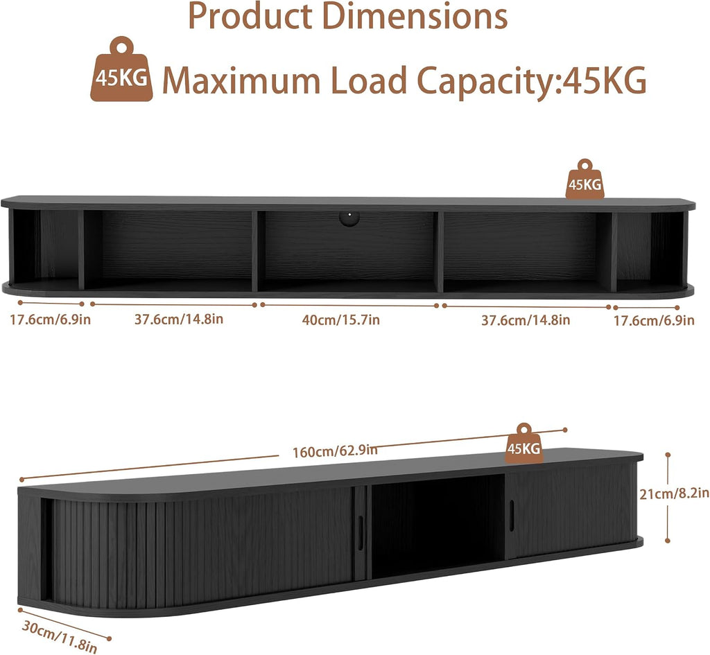 Fluted Floating LED TV Media Console