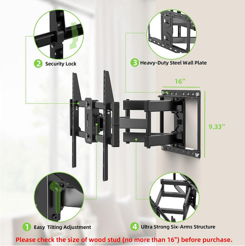 Dual‑Arm Full‑Motion TV Wall Mount