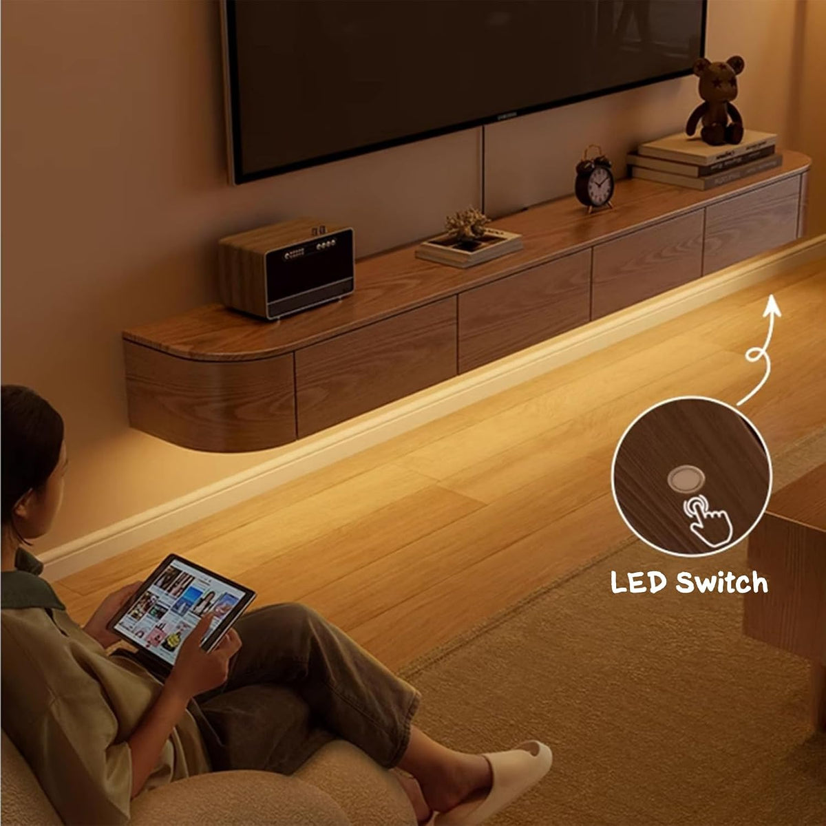Solid Wood Floating TV Media Console