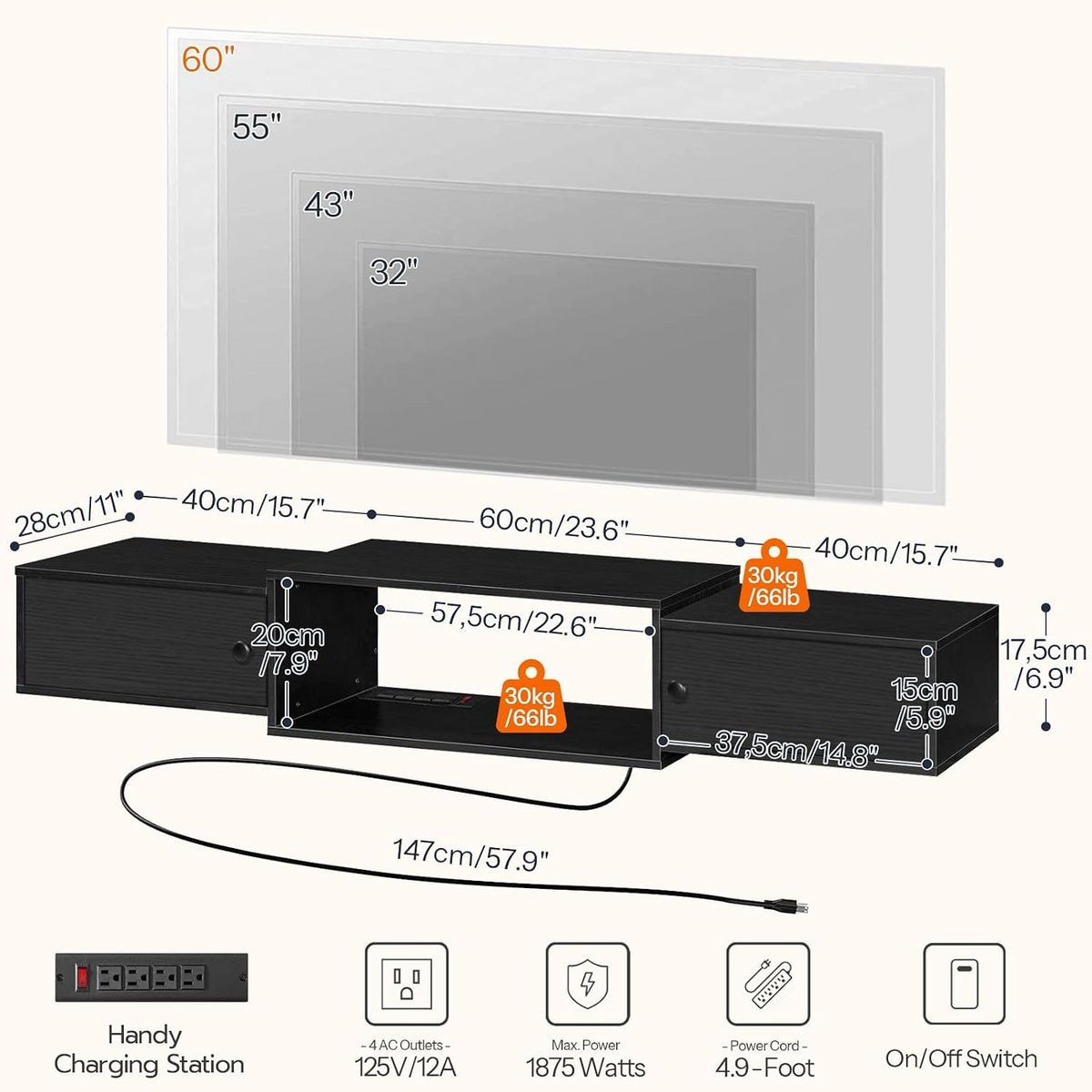 Wall‑Mounted Floating TV Storage Console