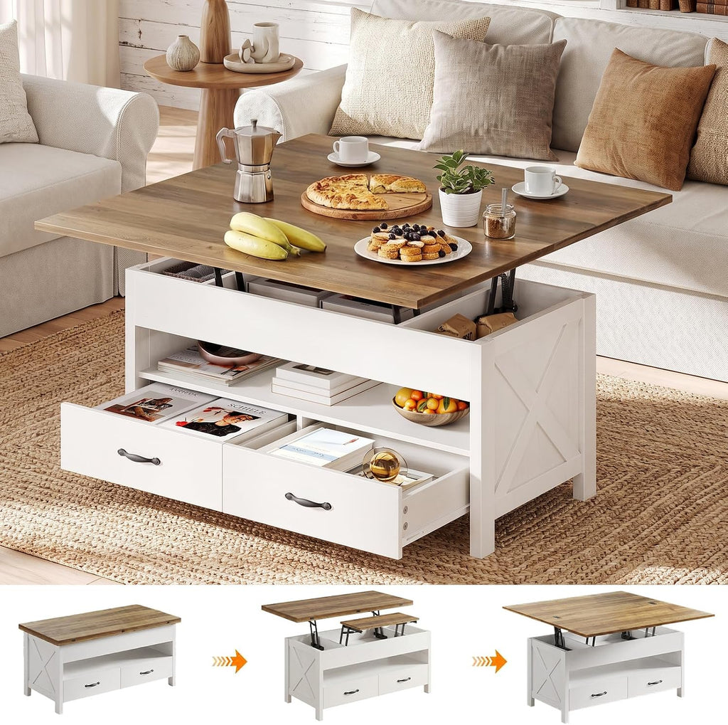Farmhouse Convertible Lift‑Top Coffee Table