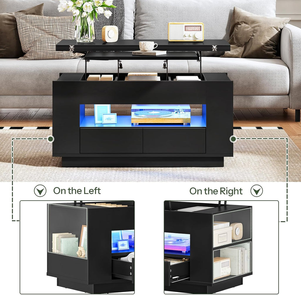 LED Lift‑Top Storage Coffee Center Table