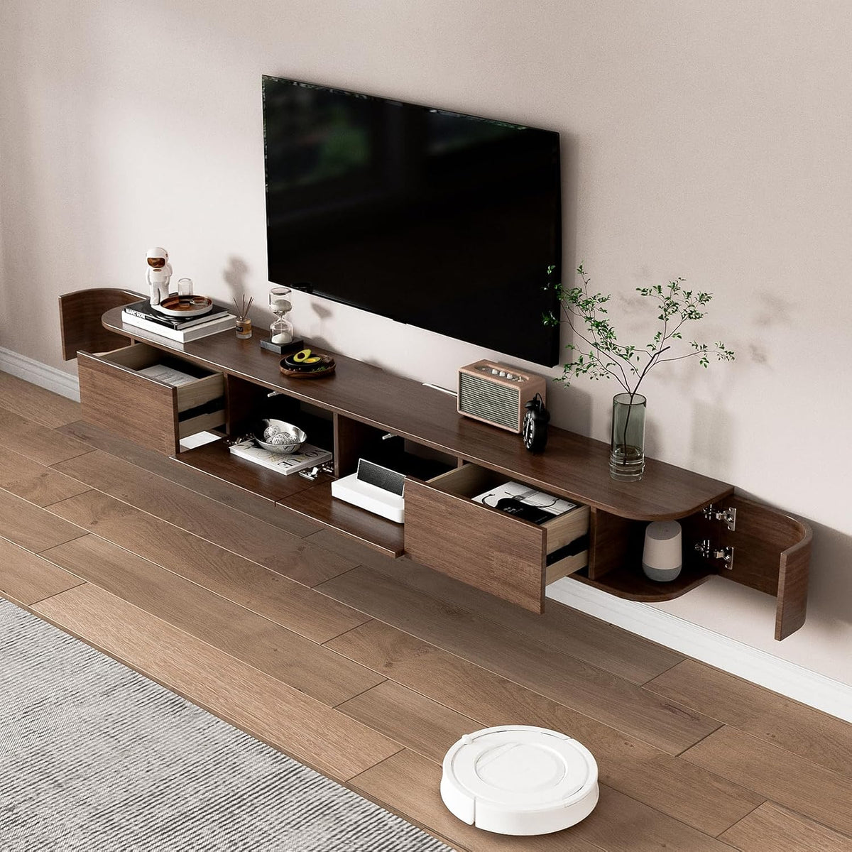 Solid Wood Floating TV Media Console