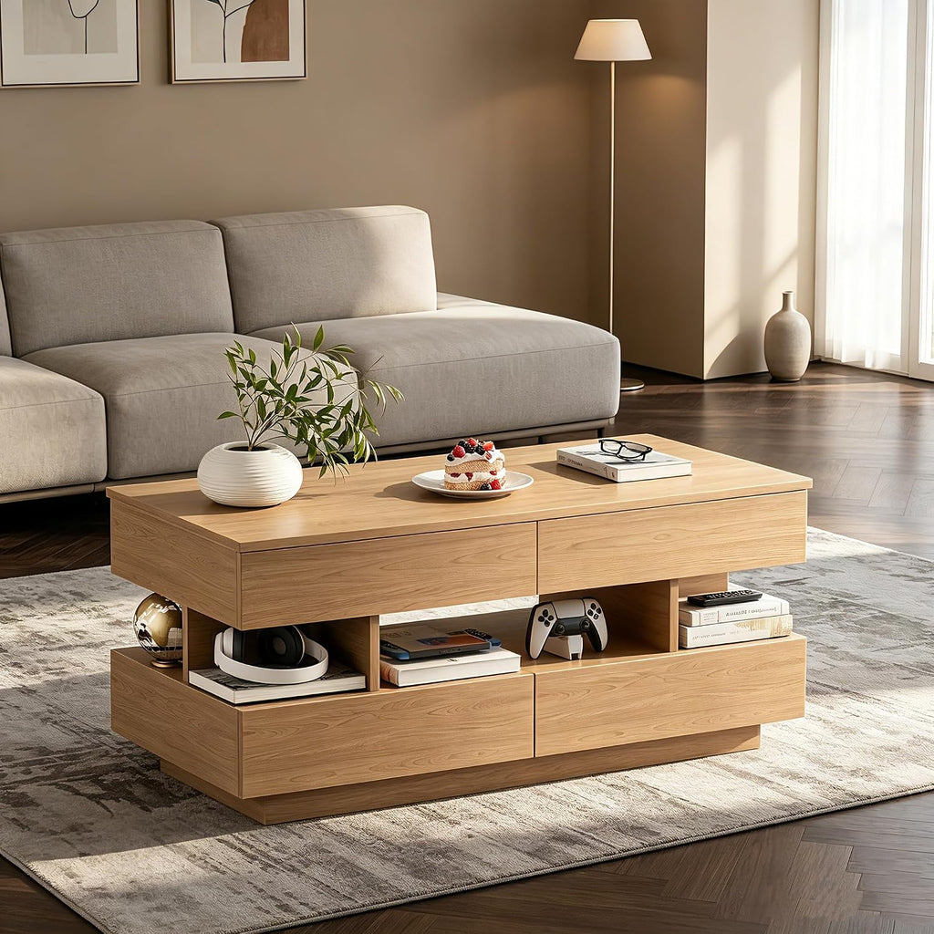 Lift‑Top Modern Brown Storage Coffee Table