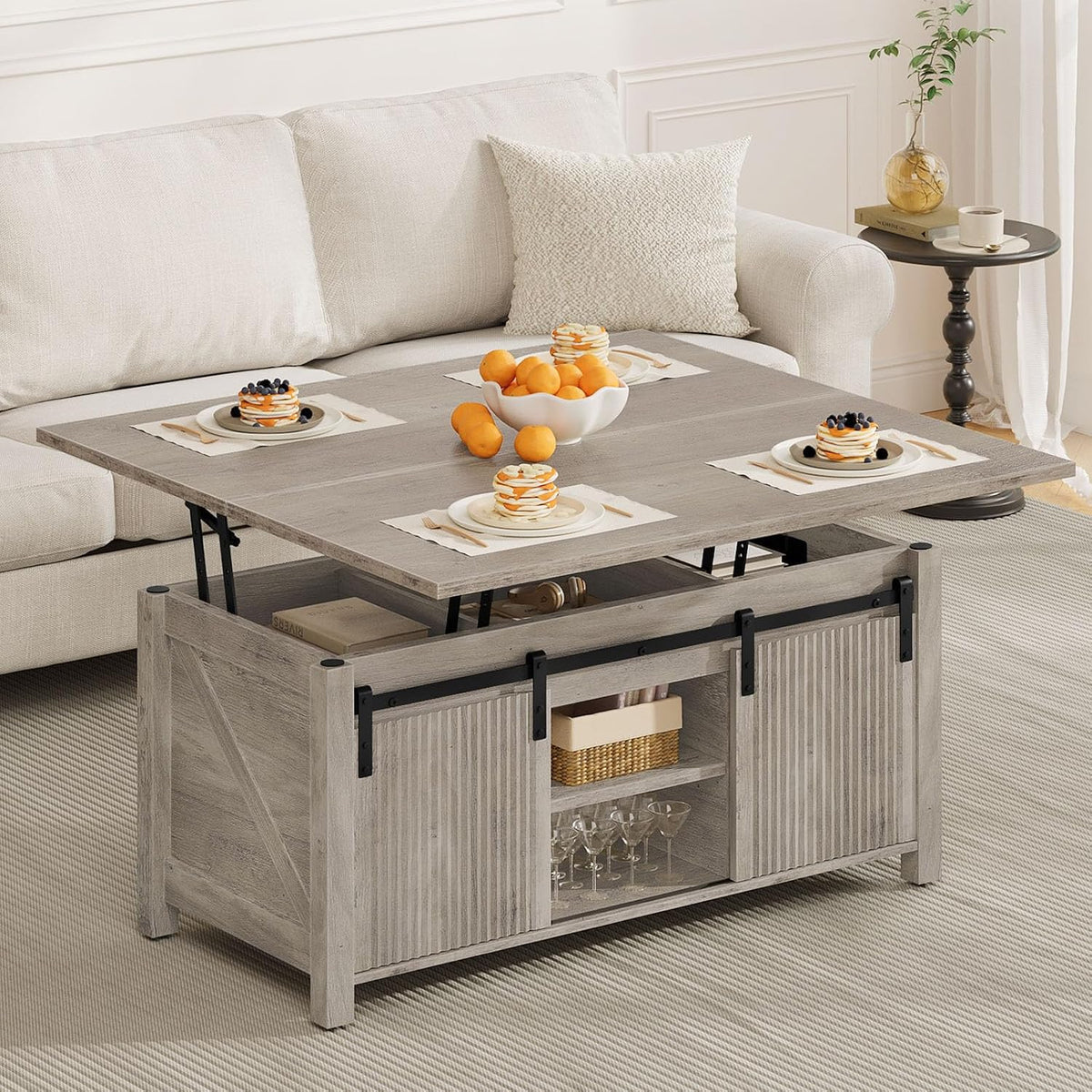 Farmhouse Convertible Lift‑Top Coffee Table