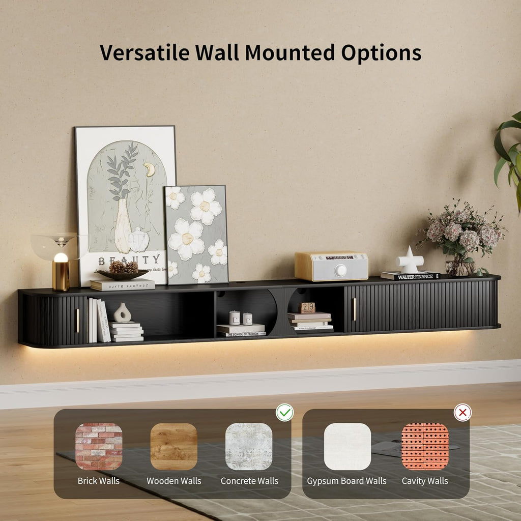 Mid‑Century Floating LED TV Console