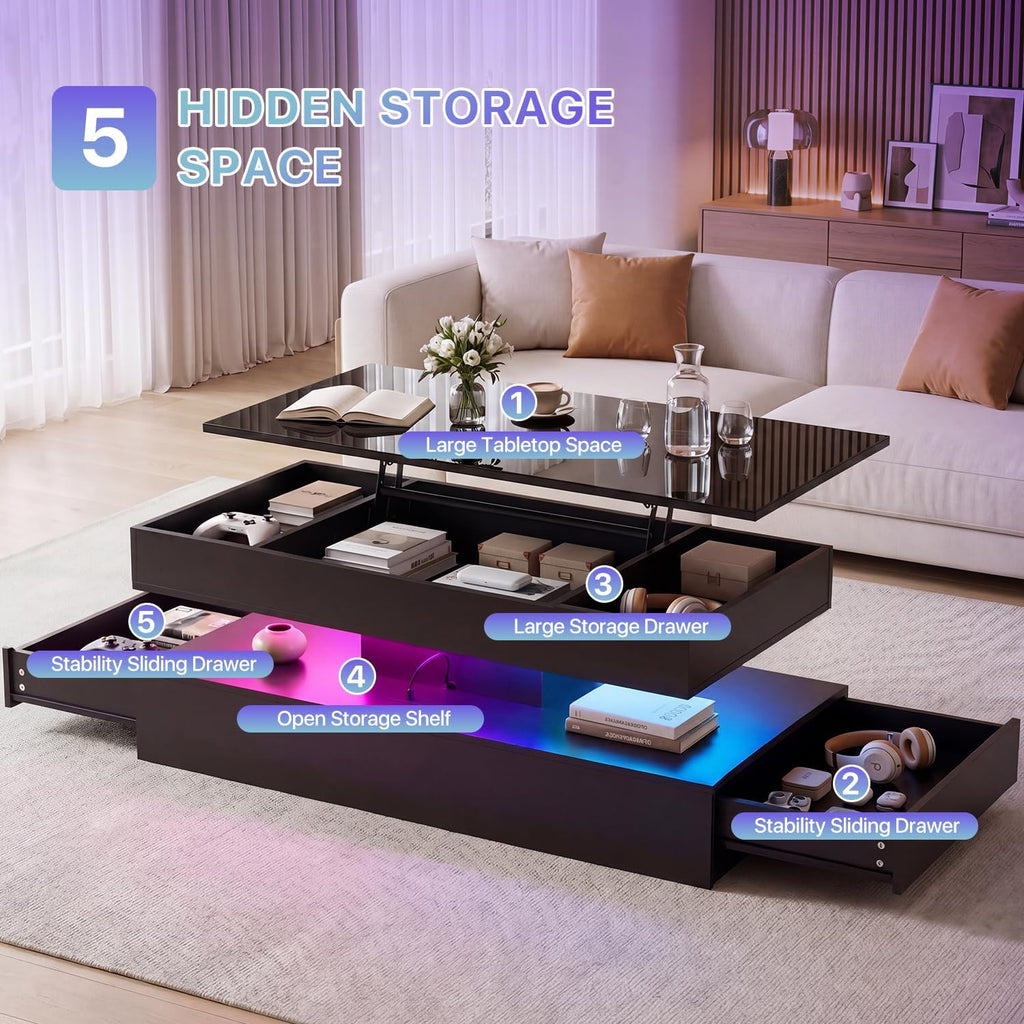 Lift‑Top Storage Wooden Coffee Table