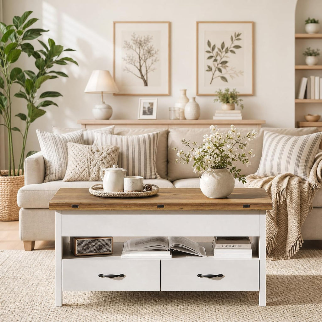 Farmhouse Convertible Lift‑Top Coffee Table