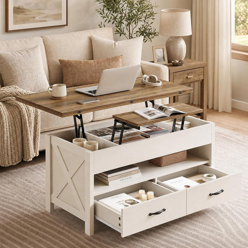 Farmhouse Convertible Lift‑Top Coffee Table