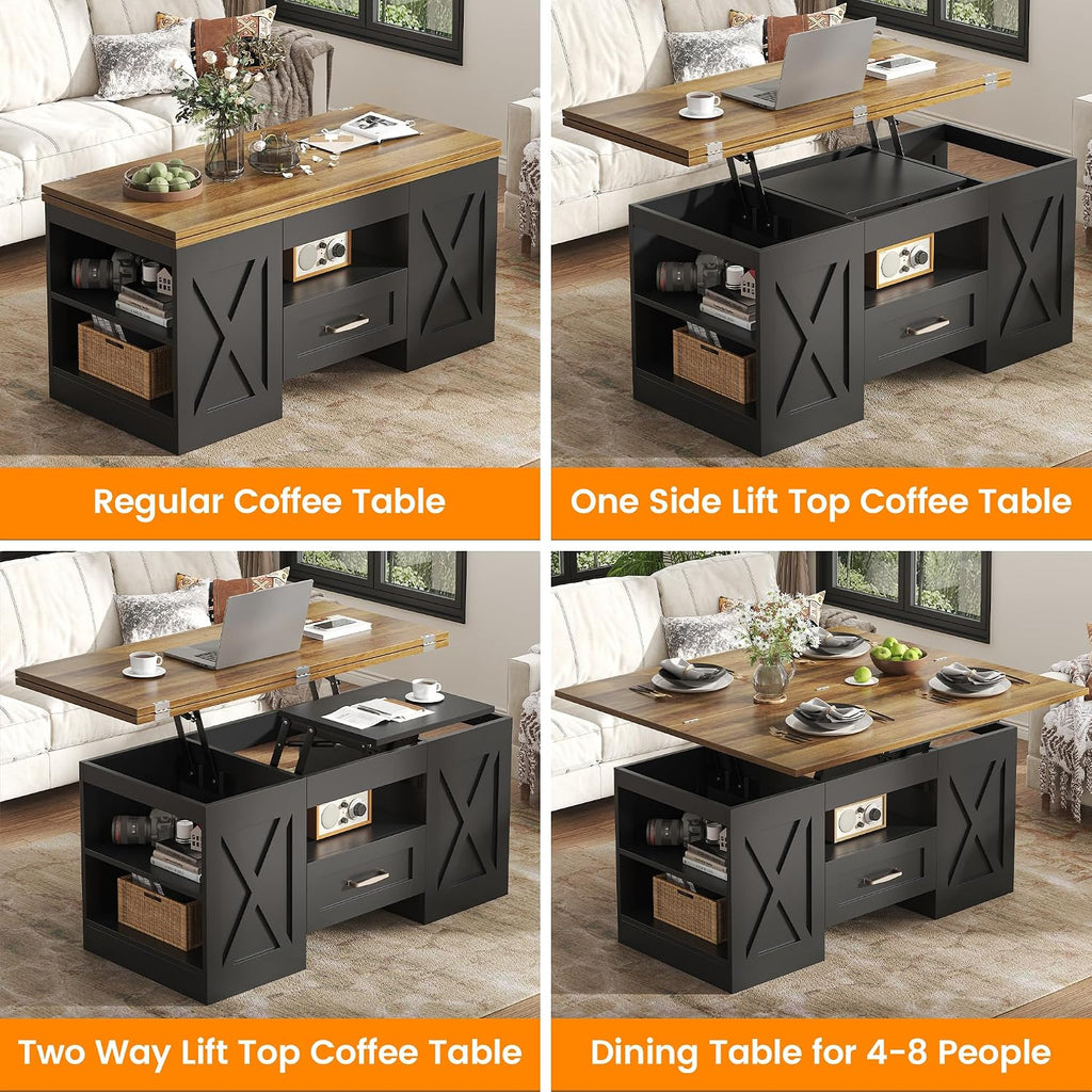 Farmhouse Lift‑Top Storage Coffee Table