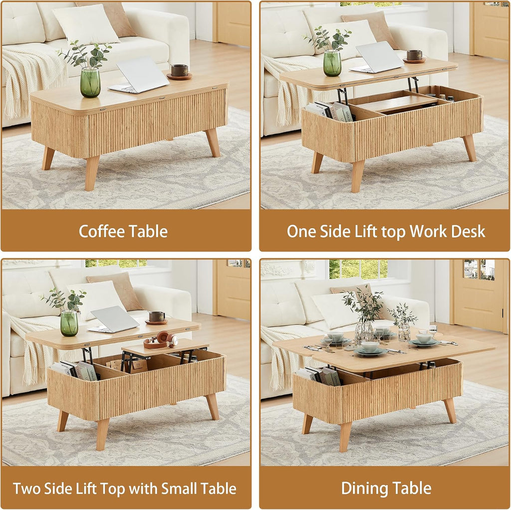 Oval Wooden Lift‑Top Storage Coffee Table