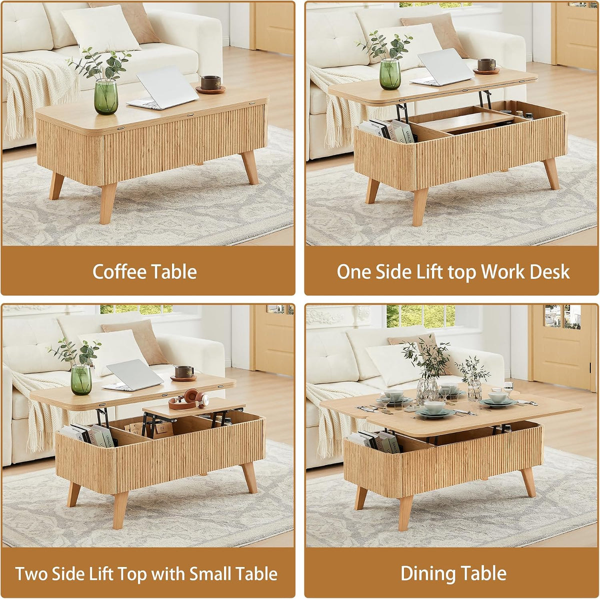 Oval Wooden Lift‑Top Storage Coffee Table