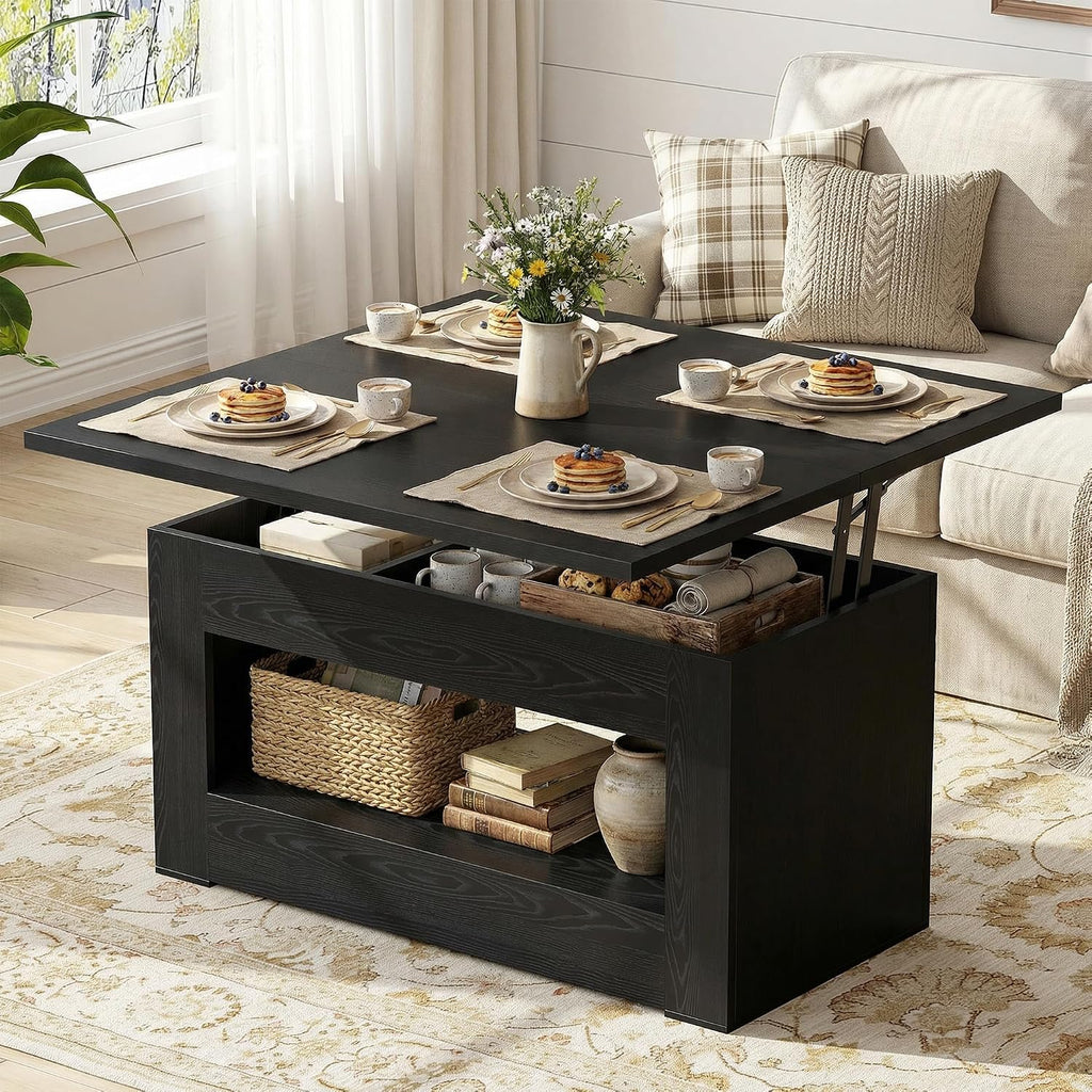 Wooden Lift‑Top Convertible Coffee Table