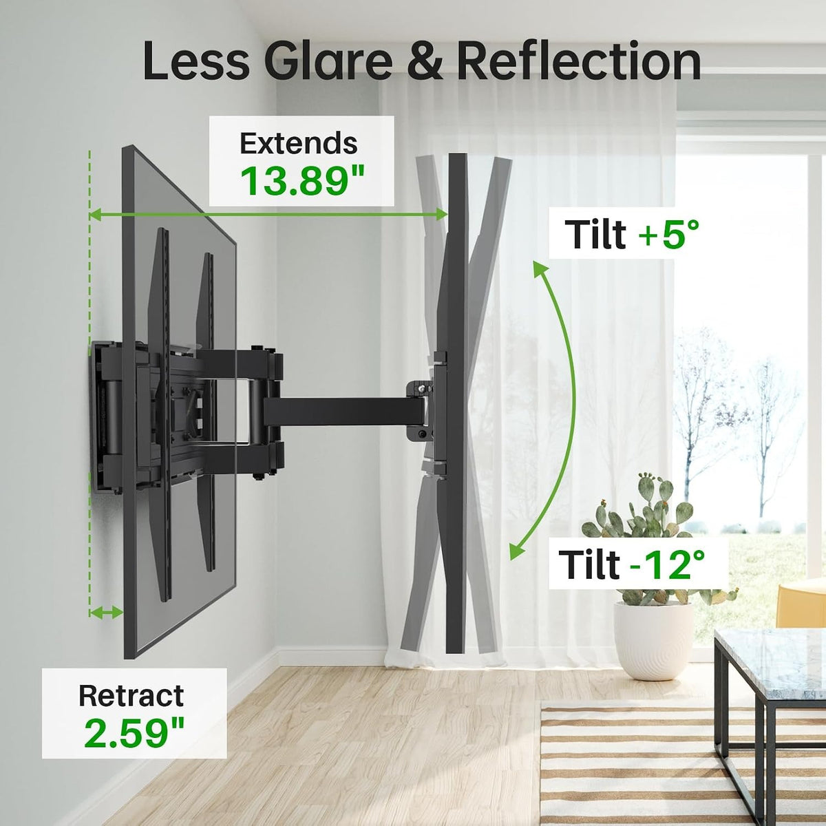 Dual‑Arm Full‑Motion TV Wall Mount