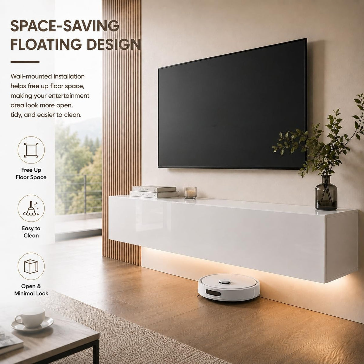 LED Floating Wall‑Mounted TV Console